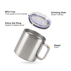 Wholesale Double Walled Stainless Steel 17oz Travel Tumbler Cup Insulated Coffee Mug with Handle
