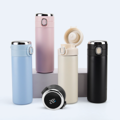 Custom color logo 420ml stainless steel insulated vacuum flasks double wall smart water bottle with bounce lid
