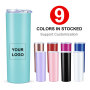 Hot sales 20oz Double Wall Stainless Steel Sublimation Blanks Coffee And Wine Straight Skinny Tumbler Cups With Straw
