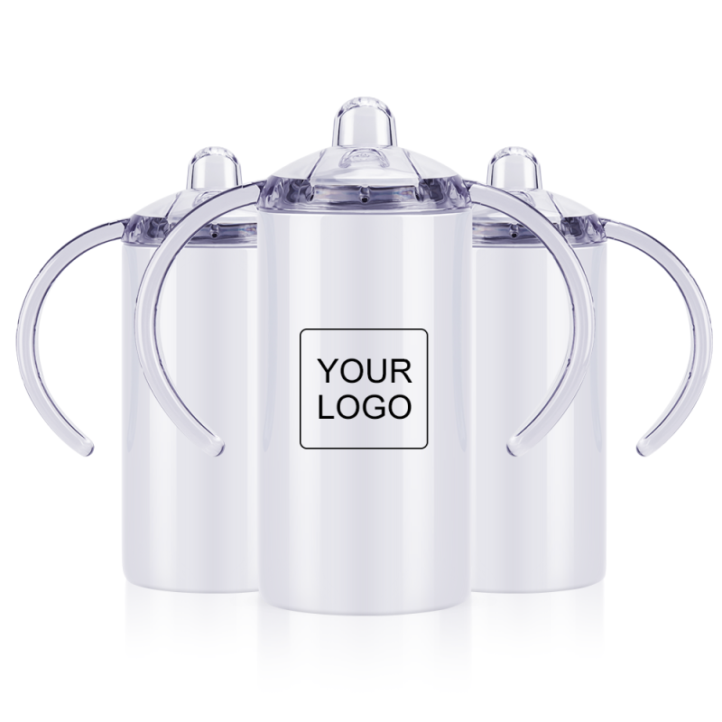 Custom logo 12oz Double wall Stainless Steel White Sublimation Kids Vacuum Insulated Milk Tumbler