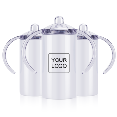 Custom logo 12oz Double wall Stainless Steel White Sublimation Kids Vacuum Insulated Milk Tumbler
