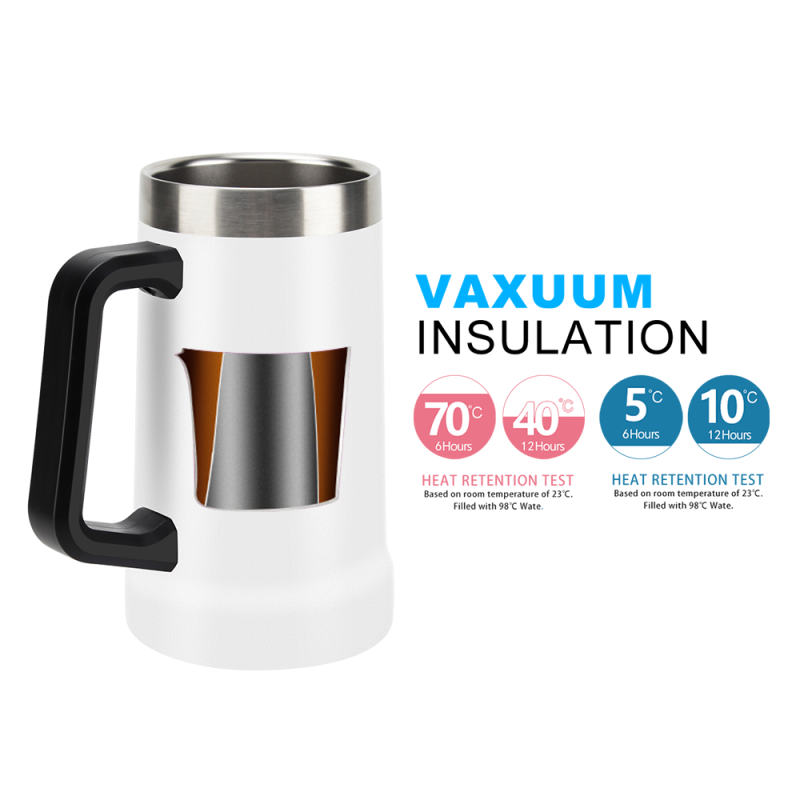 Hot Sales 24oz Double Wall Stainless Steel Travel Mug Vacuum Insulated Beer Tumbler Cups with Handle