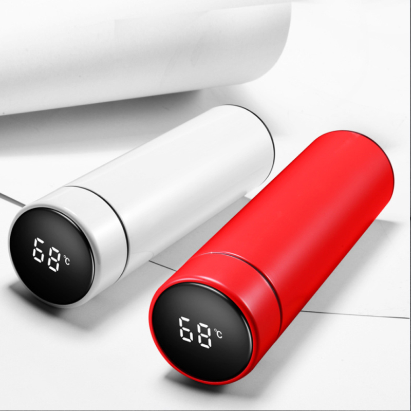 BPA Free 500ml double wall stainless steel vacuum insulated smart water bottle with led