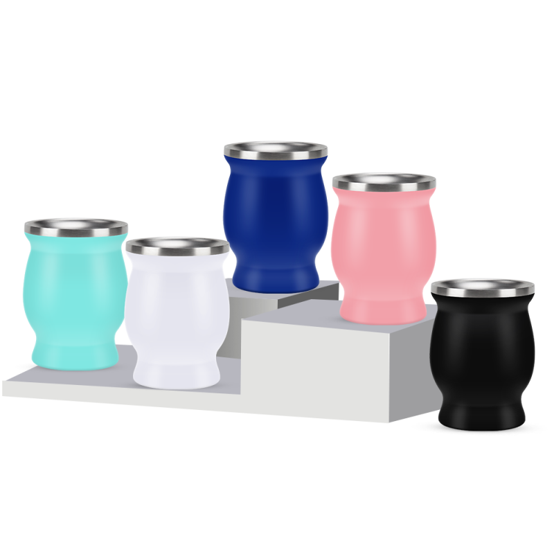 Factory Direct Sales 8oz Double Wall Stainless Steel Yerba Mate Gourd Madai Tumbler Cup With Bombilla Straw