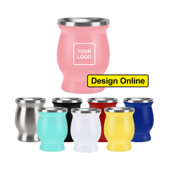 Factory Direct Sales 8oz Double Wall Stainless Steel Yerba Mate Gourd Madai Tumbler Cup With Bombilla Straw