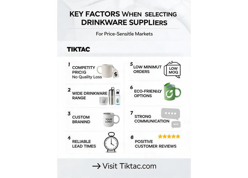 What are the key factors when selecting drinkware suppliers for price-sensitive markets?