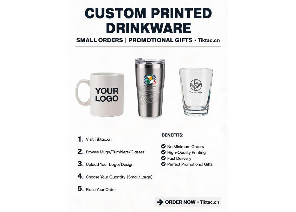 How to get custom printed drinkware with small order quantities for promotional gifts?