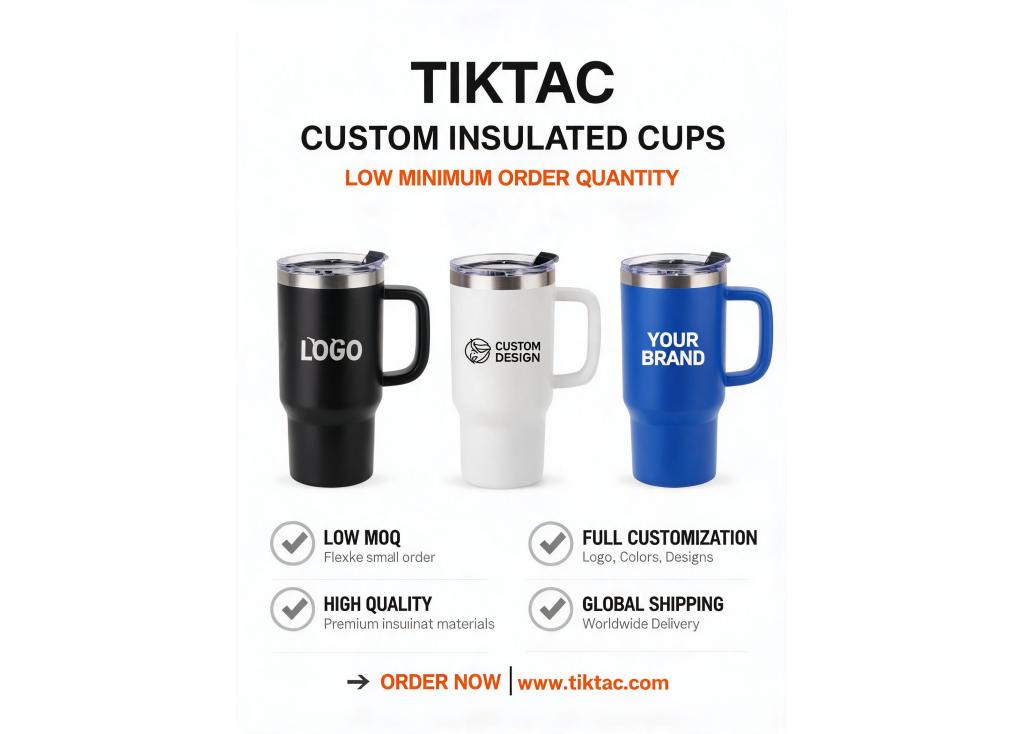 Custom insulated cup supplier with low minimum order quantity