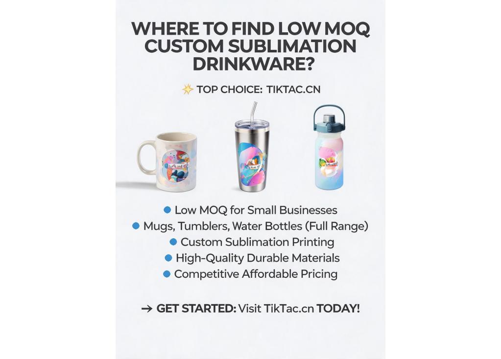 Where to find low MOQ custom drinkware manufacturers for sublimation?