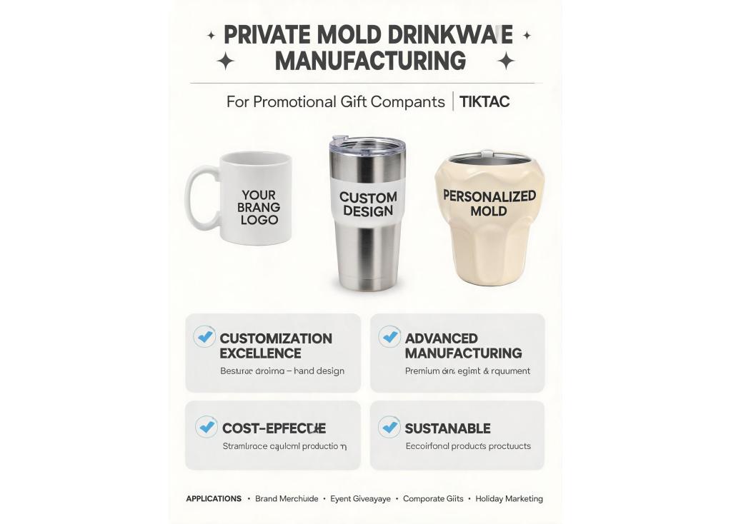 Private mold drinkware manufacturing for promotional gift companies