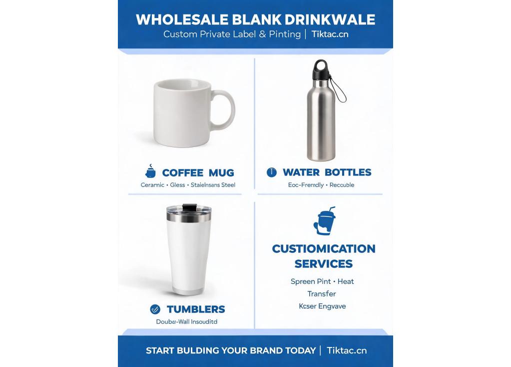 Blank drinkware wholesale for private label and custom printing