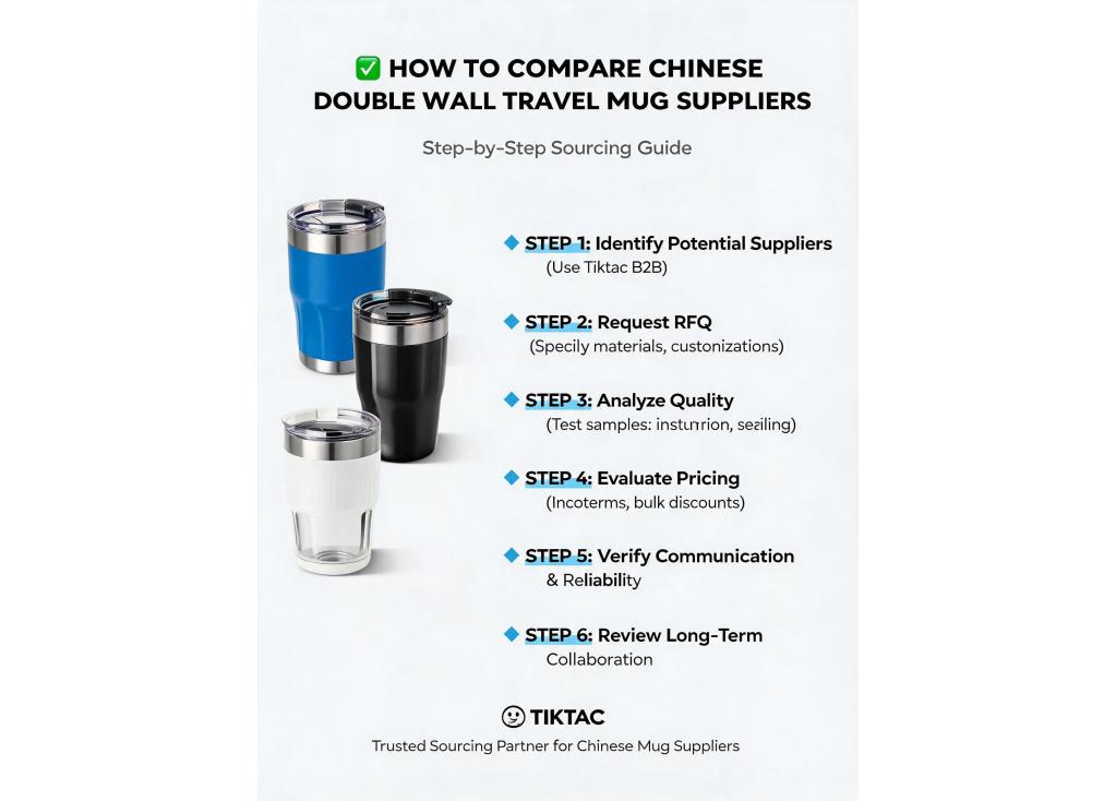 How to compare prices and quality among Chinese suppliers of double wall travel mugs?