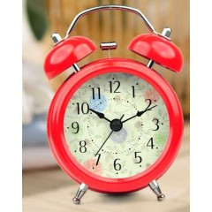 Decorative twin bell desktop alarm clock