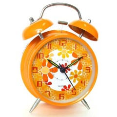 Decorative twin bell desktop alarm clock