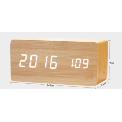  Rectangular mini double screen wooden clock