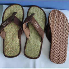 Custom summer fashion beach straw mat flat flip flops  slippers