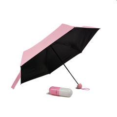 Black uv portable tiny 5 folding pill umbrella with print ads