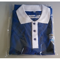 Concentrix custom blue and white  polo shirt with rubber print logo