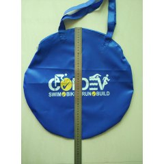 Blue Round polyester tote bags with custom logo