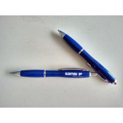 Blue custom metal ball pen with logo printed as gift for upper customers