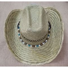 Wholesale  Straw Hats Beads Decoration Woman Cowboy Hats