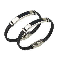 Wholesale Custom Cuff Engravable Mens Hand Leather Bracelet