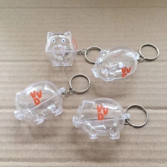 Promotional plastic piggy bank with key chain