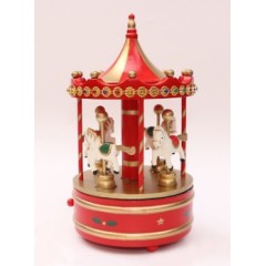 Wood Christmas Carousel Horse Music Box
