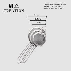 Factory Direct cheap stainless steel kitchenware food fine mesh strainers with handle