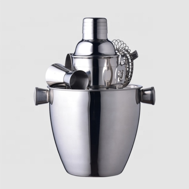 Factory Direct custom martini wholesale silver cocktail ice bucket set