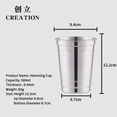 Factory Direct custom 16oz outdoor stainless steel water metal shot coffee wine cup with logo