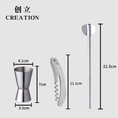 Creation Factory Direct Custom cocktail shaker Bar Tools Stainless Steel Stand Wine Opener Accessories Gift Set