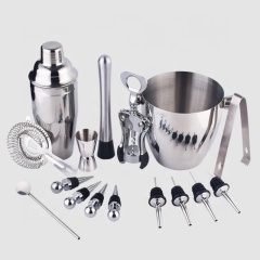 Creation Factory Direct Customizable Logo 16 Piece Fancy Stainless Steel Wine Set Bar Tools Cocktail Shaker Accessories