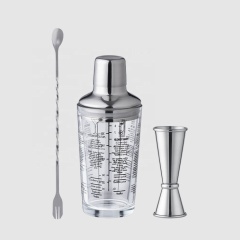 Creation Factory Direct 5Pcs Recipe Glass Insulated Automatic Cocktail Shaker Mixer Set Stainless Steel Bartender Kit