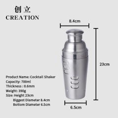Creation Factory Direct Custom Various Styles Capacity Colours 700ml Stainless Steel Gun Black Cocktail Shaker