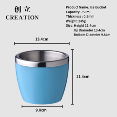 Creation Amazon Top Seller Custom 2.5L Double Wall Wine Insulated Cooler Stainless Steel Metal Champagne Ice Bucket With Lid