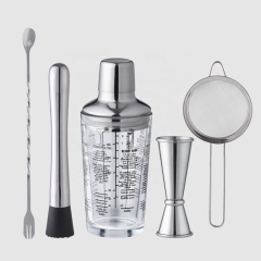 Creation Factory Direct Bartender Kit Barware Stainless Steel Cocktail Shaker Set Bar Tools With Acrylic Frame Stand
