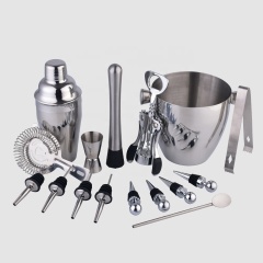 Creation Factory Wholesale Stainless Steel Boston Cocktail Shaker Cup 28OZ Bartender Barware Tool Set With Holder