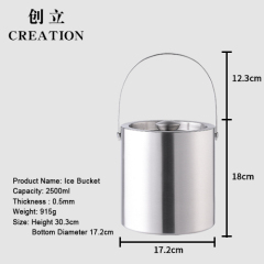 Creation Amazon Top Seller Custom 2.5L Double Wall Wine Insulated Cooler Stainless Steel Metal Champagne Ice Bucket With Lid