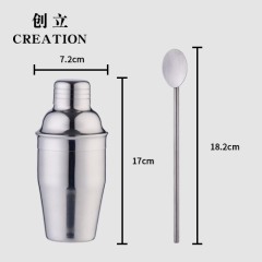 Creation Professional Bamboo Wood Stand 350ml Martini Cocktail Shaker Factory Stainless Steel Home Mini Wine Bar Accessory Set