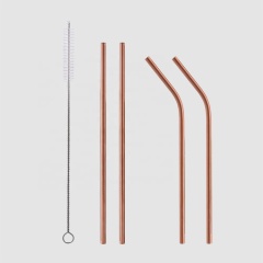 Factory Direct copper rose gold metal kit stainless steel golden drinking bubble tea straw reusable
