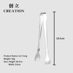 Factory Direct premium metal stainless steel ice sugar tongs for ice cubes