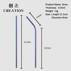 Factory Direct color changing plating stainless steel short drinking straws metal