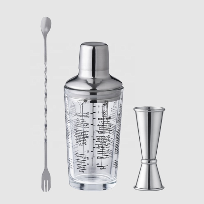 Creation Factory Direct 3-Piece Mini 350Ml Measuring Glass Cocktail Shaker Decor Stainless Steel Rustic Bartender Set