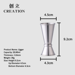 Creation Custom Various Capacity Colors Logo Ring Double Wine Cocktail Barware Jiggers Stainless Steel Measure Measuring Cup