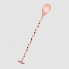 Factory Direct stainless steel 304 cocktail spoon custom copper bar spoon logo muddler