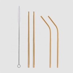 Factory Direct copper rose gold metal kit stainless steel golden drinking bubble tea straw reusable