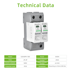 PV Photovoltaic 500V 2p DC Surge Protective Device SPD with CE TUV