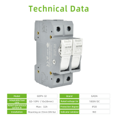 Photovoltaic Solar Electric 1000v Thermal 1a 2a 3a 5a 10a 15a 20a 25a 32a DC Fuse Holder And Base