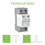 Solar DC Surge Protector 2p Arrester SPD DC1000V 20ka-40ka